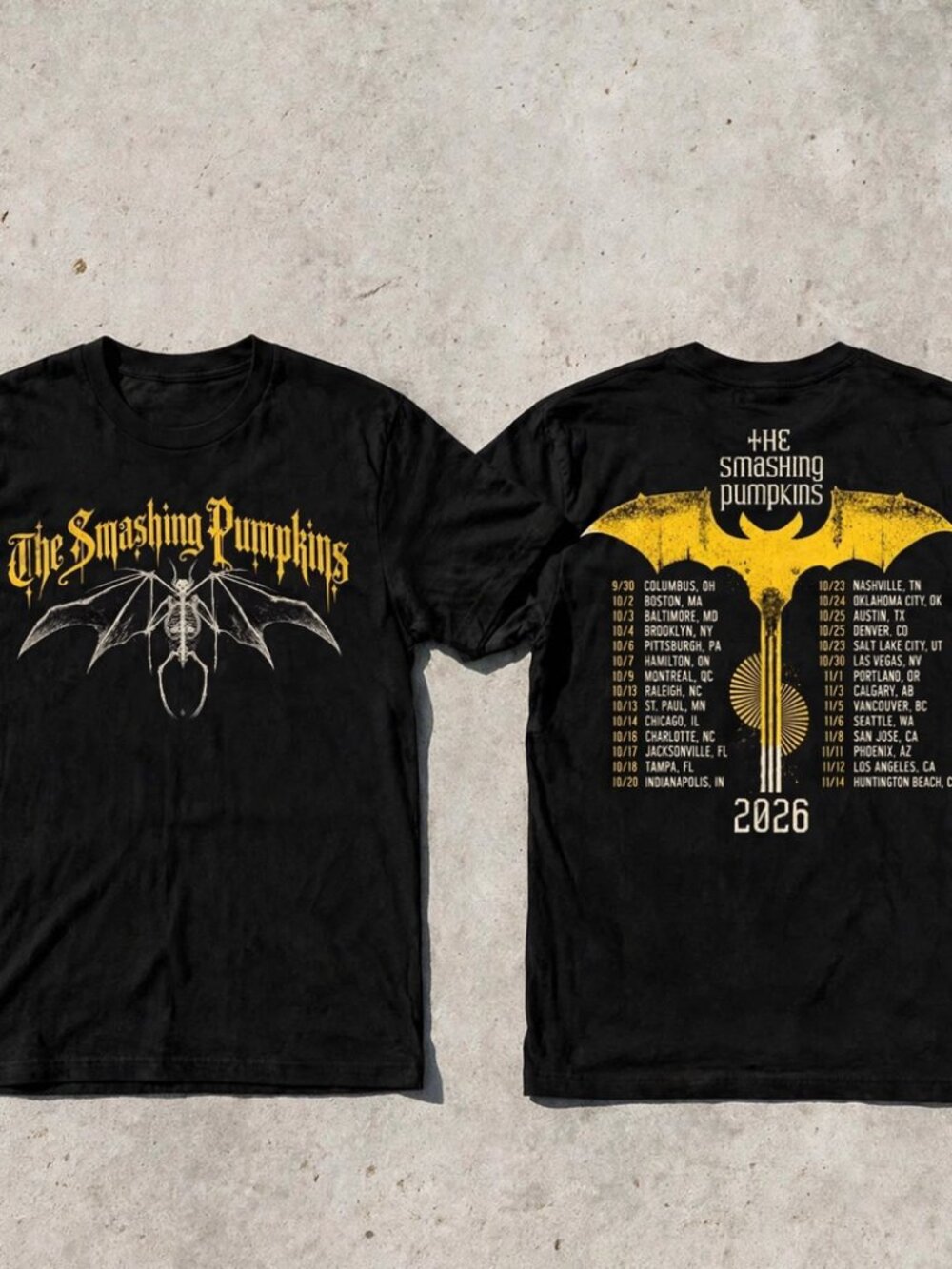 The Smashing Pumpkins Rats In A Cage Tour 2026 Bat Logo Black T-Shirt S-4XL
